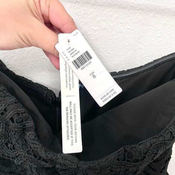 NWT Anthropologie Eva Franco Floral Lace Strapless Mini  Black Cocktail Dress 8 - Picture 5 of 8